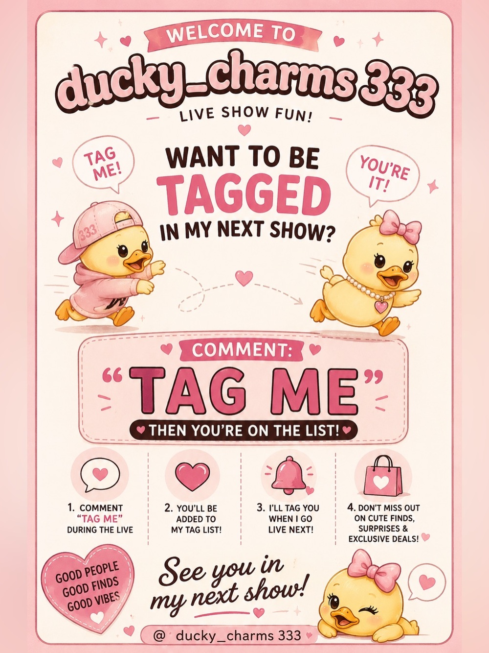 🐥🍓𝐓𝐀𝐆 𝐋𝐈𝐒𝐓 | Join my VIP DuckyCharms333 Live Show Tag List 🐥